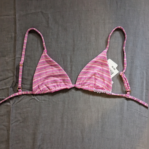 L*Space Brittany Camacho Bikini Set Electric Pique Pink Stripe - Picture 3 of 13